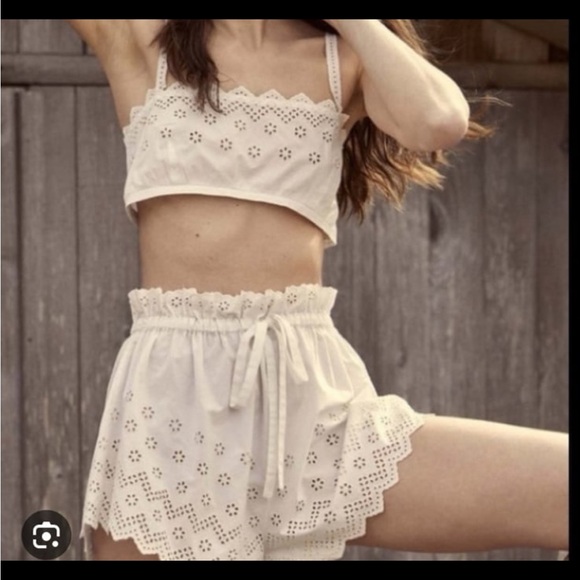 Devine Eyelet Round Neck Top and Shorts Set